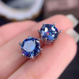 Charm Yulem Super Flash 2ct Blue Moissanite Earrings Passed the Diamond Test S Sier Jewellery Wedding Party Birthday Gift