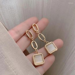 Stud Earrings Light Luxury Jewellery Gifts Fashion Party Geometric Opal Tassel Pendant Trendy Small Group Design Sense Women's