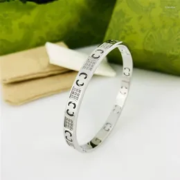 Bangle Jewelry European And American Fashion Letter Titanium Steel Micro - Inlaid Zircon Luxury Retro Bracelet