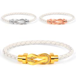 Luxury half diamonds with diamonds 8 clasp bracelet fashion designer bracelets for men and women gold silver rose gold with diamonds
