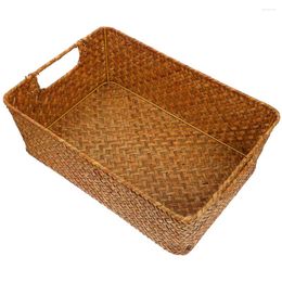 Dinnerware Sets Straw Bread Basket For Organising Pantry Large Woven Laundry Multi-function With Handles Storage Accessories Rustic Home