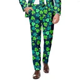 Men's Pants Mens St. Patrick's Day Suit Festive Style All Over Printed Four Leaf Outdoor Streetwear Casual Sweatpants