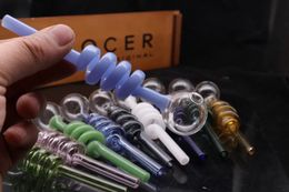 Hookahs Newest pipes Rainbow Pyrex mini 10cm Glass Oil Burner Colourful high quality Great Tube tubes Nail tips smoking pipe