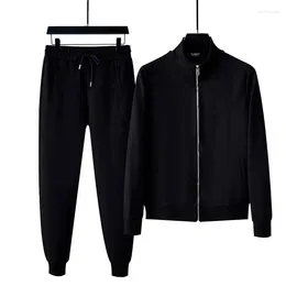 Men's Tracksuits Europe Fall/Winter 2024 High-End Stylish Solid Long-Sleeve Zip Casual Sport Suit