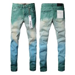 Mens pantolon için tasarımcı kot pantolon mor jeans mor kot pantolon erkek kot eğilimleri sıkıntılı siyah yırtık bisikletçiye ince fit motosiklet adamları yığılmış kot pantolon mol kot deliği