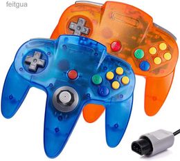 Game Controllers Joysticks 2 Pack N64 Remote Controller Classic Wired N64 Game pad Joystick for Ultra 64 Video Game Console (Sunset Orange+Ocean Blue) YQ240126
