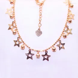 Pendant Necklaces Pure 585 Russian Purple Gold Sparkling Five Point Star Necklace Simple And Stylish With 14K Colour Plated Lock Bone Chain