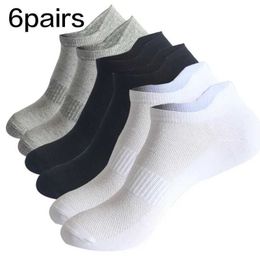 Sports Socks 6Pairs Women Men Socks Couple Student Cotton New Plus Size Sports Ear Mesh Spot Running Solid Colour Boat Ankle Socks YQ240126