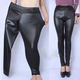 Women's Pants Faux Leather PU Plus Size XL-5XL High Waist Pencil Pant Women Trousers Casual Sexy Skinny Elastic Stretch