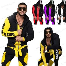 Men's Tracksuits Fashion Men Tracksuit 2 Piece Tops and Pants Mens Hip Hop Sweat Suits Set Letter Print Plus Size Jogger Sets for Men Clothing T240126