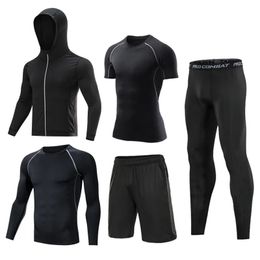 5 Pcs/Set Men's Tracksuit S-7XL Gym Fitness Compression Sports Suit Clothes Running Jogging Sport Wear Exercise Workout Tights 240124