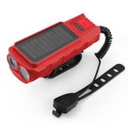 3 IN 1 Led Bicycle Light Front USB Rechargeable Solar Lights with Horn bicycle Lamp 4000mAh Riding Flashlight for Bike Light Lantern