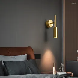 Wall Lamp Brief LED 3 Colour Temperature Dimming Bedside Lights Rotatable For Parlour Bedroom Reading Lighting Gold Black