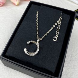 Letter Gold Necklace Pendant Chain Necklaces Fashion Neckalce For Woman Couple Diamond Necklace Wedding Gift Jewellery