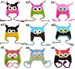 20pcs Toddler Owl Ear Flap Crochet Hat Children Handmade Beanie Beanie Kids Hand Knitted8772907