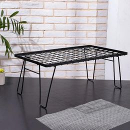 Camp Furniture Single Layer Outdoor Folding Camping Picnic Bbq Steel Mesh Table Portable Shelf Without Bamboo Plate And Cloth Bag