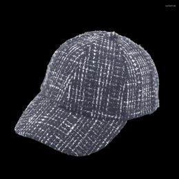 Ball Caps Autumn Winter Women's Flecked Baseball Cap Black White Tweed Thick Plaid Hat For Men