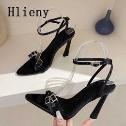 Sandals Hlieny Red Pointed Toe Sandals Women Thin High Heels Ladies Narrow Band Summer Buckle Strap Gladiator Pumps Wedding Party Shoes J240126