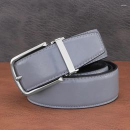 Belts Fashion Designer Pin Buckle Men High Quality Light Grey Luxury Genuine Leather Casual Cowboy Waistband