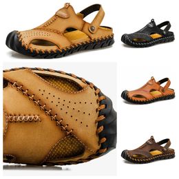 Designer Summer Outdoor Mens Womens Casual Sandals Strap Slippers Leather Herringbone Slippers Womens Agate Black Brown Beach Shoes