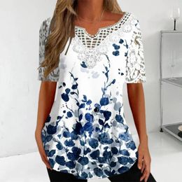 Women's Blouses Pullover Top Elastic Tee Comfy Versatile Stylish Floral Print Loose Shirt