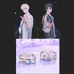 Band Rings Anime Link Click Ring Man Letter Rings Women Exquisite Fashion Cartoon Trend Silver Colour Trendy Jewellery Alloy Accessories 240125