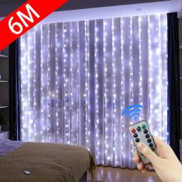 600 6m LED Window Curtain String Light Wedding Party Home Garden Bedroom Outdoor Indoor Wall Decorations