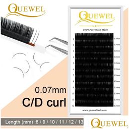 False Eyelashes Quewel 0.07Mm Eyelash Extension 12Lines/Tray 8-15 Mixed C/Cc/D Curl Silk Volume Eye Lashes Makeup Faux Mink Drop Deliv Otytx