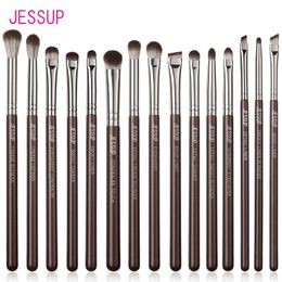 Jessup Eye Makeup Brushes Set Professional 15pcs Eyeshadow Vegan Concealer Eyebrow Liner Blending Brush BrownT499 240124