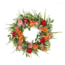 Decorative Flowers 67JE Peony Wreath Spring Valentines For Indoor Outdoor Decor