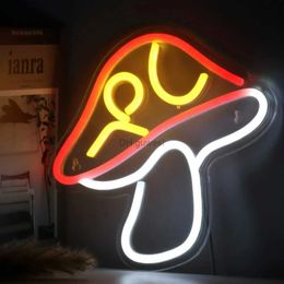 LED Neon Sign LED Cute Mushroom Neon Sign Night Light 3D Wall Art Game Room Bedroom Living Room Decor Lamp Holiday Gift USB Powered Neon YQ240126