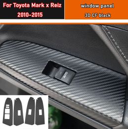 Car Styling Black Carbon Decal Car Window Lift Button Switch Panel Cover Trim Sticker 4 Pcs/Set For Toyota Mark x Reiz 2010-2015