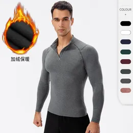 Gym Clothing Men Winter Plush Fitness Long Hooded High Elasticity Running Training Thick Sport Top Sweaters Zip Up Keep Warm Sportwear