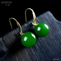 Charm Gold Earrings 2020 Trend Woman Jewellery Jade Small Women's Earrings Jasper Real Gold Vintage Emeralds Stud Earrings