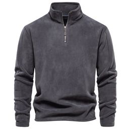 AIOPESON Brand Quality Thicken Warm Fleece Jacket for Men Zipper Neck Pullover Mens Sweatshirt Soft Shell 240119