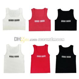 Women Knitting Tee Sport Breathable Crop Top Summer Knits Tank Top Letter Printing Yoga Tees