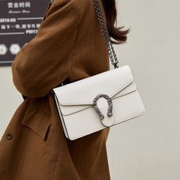 Factory wholesale women shoulder bag 6 colors this year's popular lychee chain bag simple and versatile solid color leather handbag sweet lady buckle backpack 832#