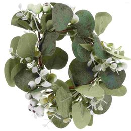 Decorative Flowers Harvest Festival Ring Nordic Simulated Eucalyptus Leaf Berry Holder Wreath Decor Christmas Rings Silk Flower
