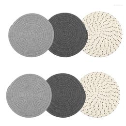 Plates 6 Pcs Pot Holders Set(2 Sizes) 7 In Trivets For Kitchens And 4.33 Coasters Cotton Thread Weave Holdersfor Cooking