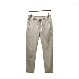 Men's Pants 2024 Summer Casual Small Foot Harlen Youth Cotton Elastic Waist Fashion Versatile Straight Leg