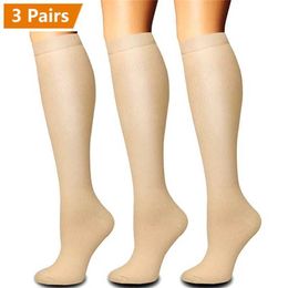 Sports Socks 3 Pair Compression Socks Knee High Varicose Veins Stockings Men Women Sport Socks Anti Fatigue Pain Relief Compression Stockings YQ240126