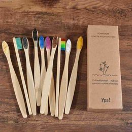 Toothbrush 10Pcs Colorful Toothbrush Natural Bamboo Tooth Brush Sets Soft Bristle Charcoal Teeth Eco Bamboo Toothbrushes Dental Oral Care