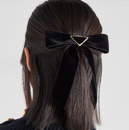 Velvet Bowin Hair Clips Designer triangle Black Hair Fashion Girl Hair Clip Headdress Accessories 8style