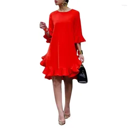 Party Dresses Adogirl O Neck Ruffles Layers Half Sleeve Casual Dress Women Flare Maternity Pleated High Waist Korea Style Suits