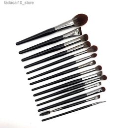 Makeup Brushes 14Pcs Silver per Ferrule Makeup Brush Set with Premium Synthetic Fibre Bristles and Wooden Handle Q240126