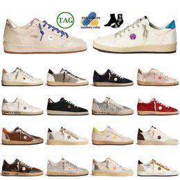 Designer Casual Shoes Low Suede Leather Ball Star Top Fashion Womens Mens Gold Glitter Trainers Handmade Vintage Silver Italy Brand Loafers Upper Sneakers