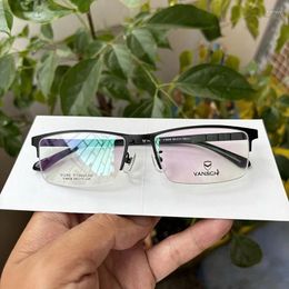 Sunglasses Frames Men's Glasses Pure Titanium Large Size Half Rim For Myopia/Progressive Matte Black IP