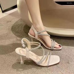 Women's Sandals 2024 Minimalist Summer Elegant Mature Strap High Heel Women Designers Zapatos Mujer 8364