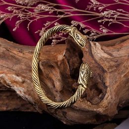 Bangle Skyrim Metal Snake Head Open Bracelets Bangles Indian Jewelry Accessories Religious Serpent Man's Wristband Bracelet 240125