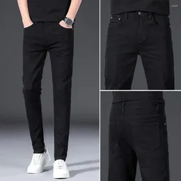 Men's Pants Reinforced Pocket Seams Men Casual Trousers Business Style Slim Fit With Elastic Pockets Breathable For Comfortable